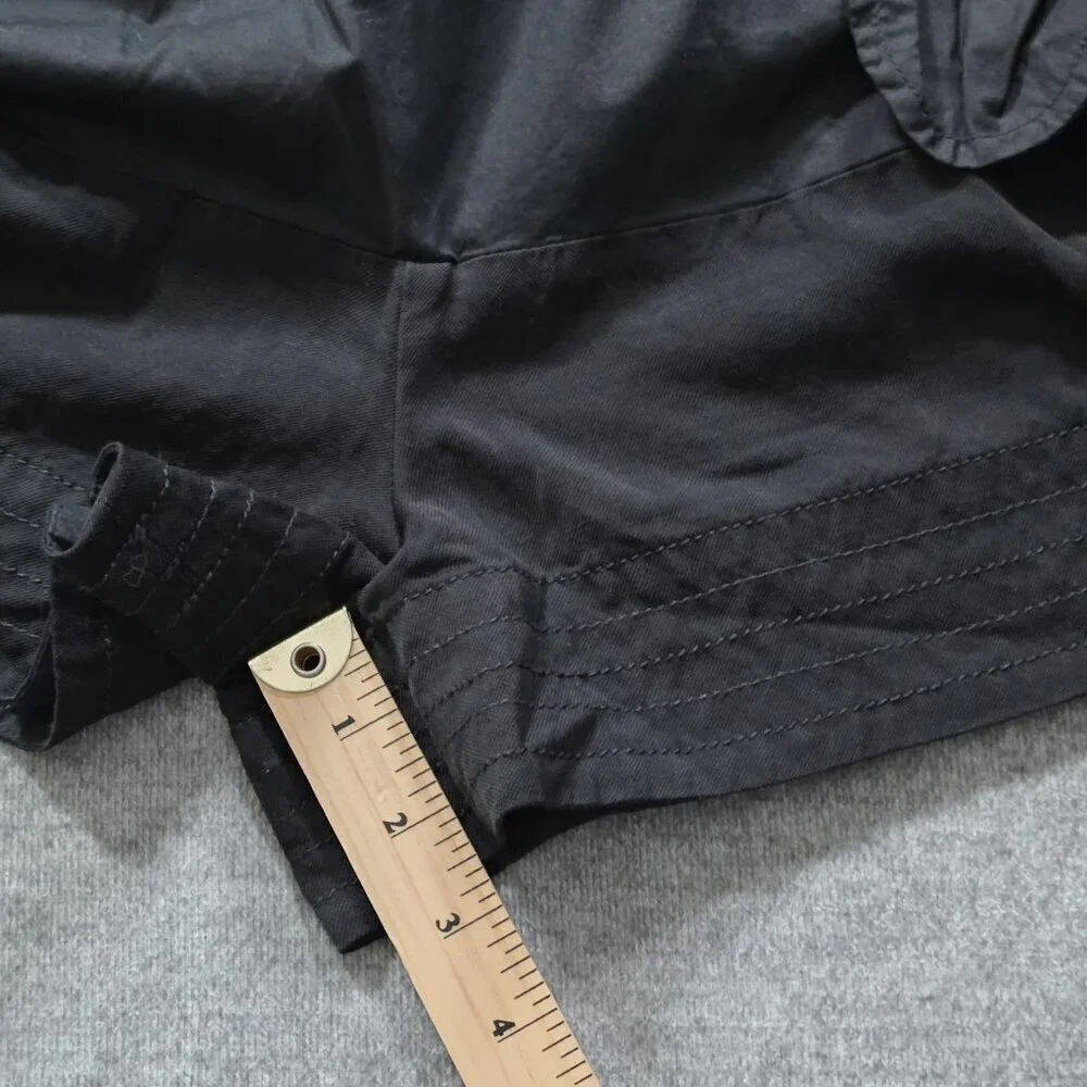 Maje Iloz Tiered Short Women 36 Black High Rise Pockets Belt Side Zip Goth Twill